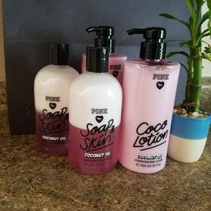 PINK body wash and lotion set